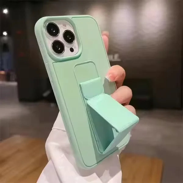 Wrist Strap Foldable Holder Phone Case for iPhone 16 15 14 6 7 8 Plus 13 12 11 Pro XS Max X XR SE Drop Resistant Hard PC Cover