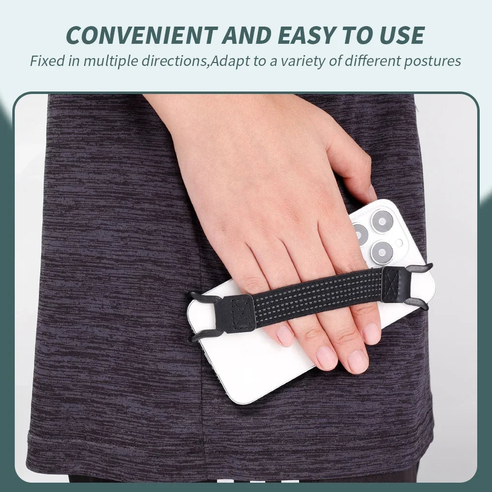 Universal Tablet & Phone Hand-Strap Stand with Finger Grip – Secure Elastic Band & Metal Bracket for iPad, iPhone, Samsung & More