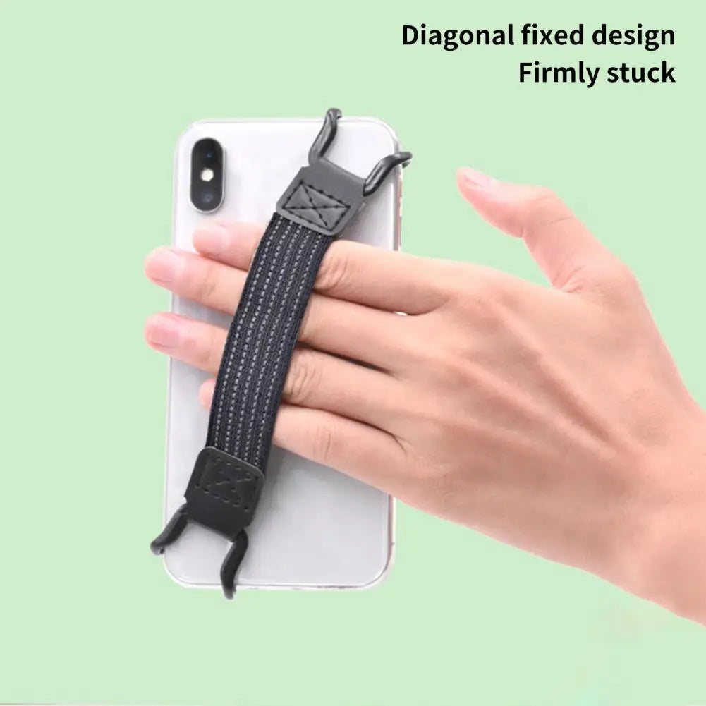 Universal Tablet & Phone Hand-Strap Stand with Finger Grip – Secure Elastic Band & Metal Bracket for iPad, iPhone, Samsung & More