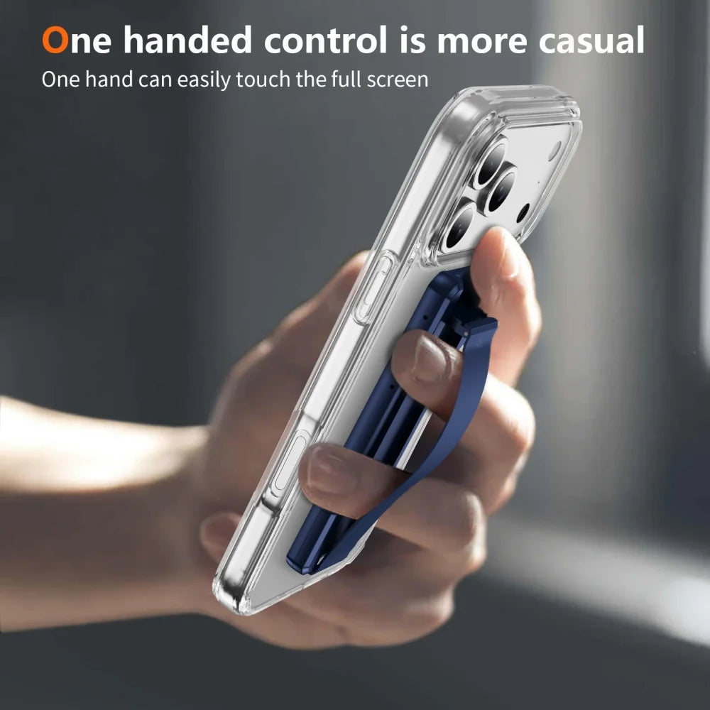 Universal Invisible Buckle Phone Holder – Foldable Back Sticker, Telescopic Wristband & Finger Grip Stand for All Smartphones