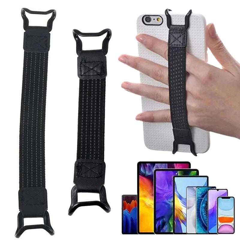 Universal Tablet & Phone Hand-Strap Stand with Finger Grip – Secure Elastic Band & Metal Bracket for iPad, iPhone, Samsung & More